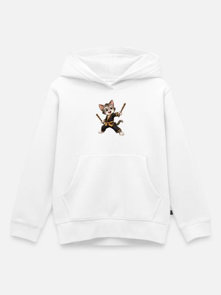 Katzen-Karateheld - Kinder Premium Organic Hoodie - Weiß