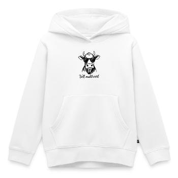 Voll Muhtviert im Büro | Kuh mit Sonnenbrille - Kinder Premium Organic Hoodie - Weiß - Vorne - AI Model Kid Female (0cm)
