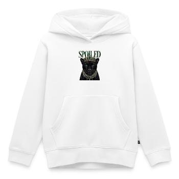 Léopard Gâté Couronne Diamants | Design Reine - Sweat Premium à capuche enfant bio - blanc - Devant - AI Model Kid Female (0cm)
