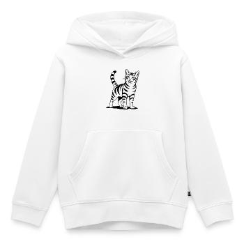 Chat debout noir - Sweat Premium à capuche enfant bio - blanc - Devant - AI Model Kid Female (0cm)