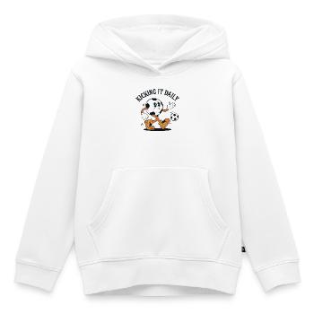 Dessin animé rétro de football - Kick It Daily - Sweat Premium à capuche enfant bio - blanc - Devant - AI Model Kid Female (0cm)