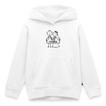 Un couple de mariage de dessins animés vient de se marier noir - Sweat Premium à capuche enfant bio - blanc - Devant - AI Model Kid Female (0cm)