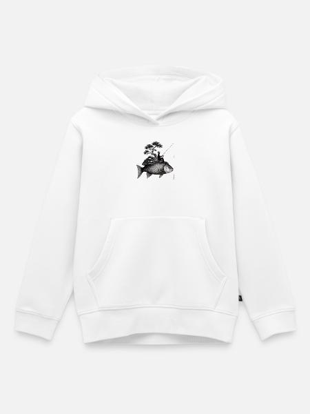 Fischer angelt ein riesen Fisch am Baum Fische - Kinder Premium Organic Hoodie - Weiß