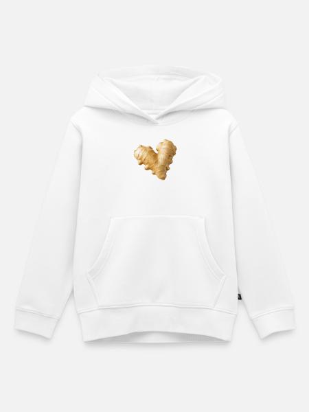 Ingwer Herz Aquarell Illustration - Kinder Premium Organic Hoodie - Weiß