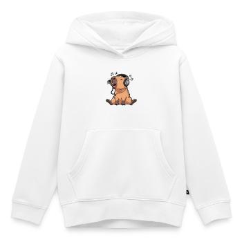 Chant de la musique capybara - Sweat Premium à capuche enfant bio - blanc - Devant - AI Model Kid Female (0cm)