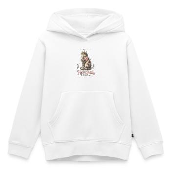 Ronronnements & Pétales – Chat aux Fleurs Romantique - Sweat Premium à capuche enfant bio - blanc - Devant - AI Model Kid Female (0cm)