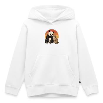 Panda et Cat - Sweat Premium à capuche enfant bio - blanc - Devant - AI Model Kid Female (0cm)