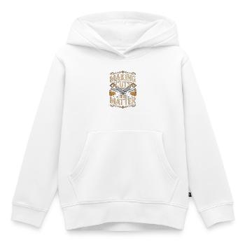 Ébéniste réalisant des découpes qui comptent Menuiserie - Sweat Premium à capuche enfant bio - blanc - Devant - AI Model Kid Female (0cm)