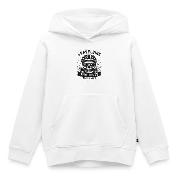 Gravel Bike Skull Ride Dirty Stay Happy - Sweat Premium à capuche enfant bio - blanc - Devant - AI Model Kid Female (0cm)
