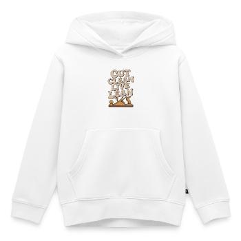 Ébéniste Cut Clean Live Lean Custom Meubreries - Sweat Premium à capuche enfant bio - blanc - Devant - AI Model Kid Female (0cm)