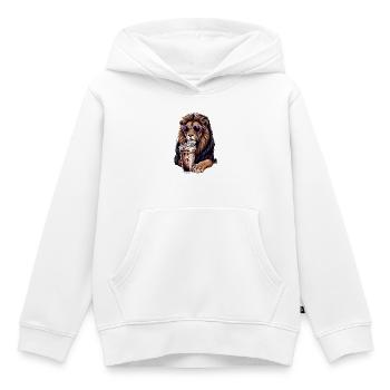 Lion with Pink Sunglasses Shake - Kids Premium Organic Hoodie - white - Front - AI Model Kid Female (0cm)
