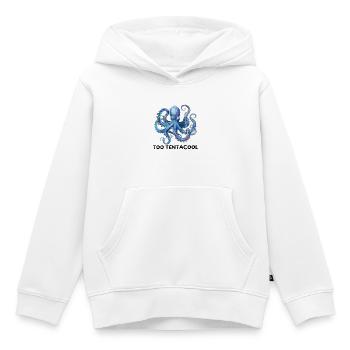 Poulpe aquarelle en bleu – Motif marin - Sweat Premium à capuche enfant bio - blanc - Devant - AI Model Kid Female (0cm)