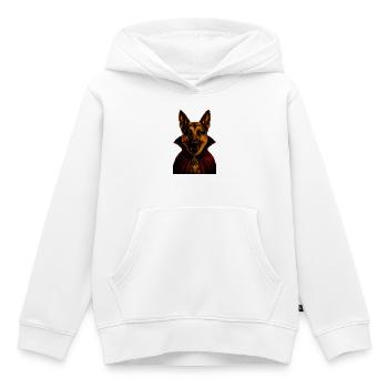 Costume de vampire d’Halloween en berger allemand - Sweat Premium à capuche enfant bio - blanc - Devant - AI Model Kid Female (0cm)