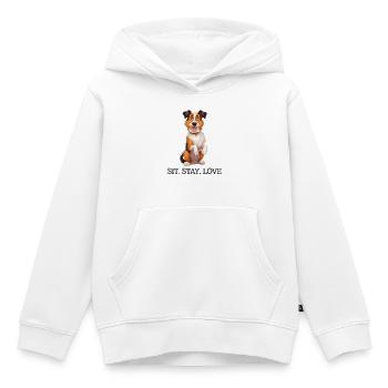 Sit Stay Love Tri-Colour Border Collie Dog Merch - Kinder Premium Organic Hoodie - Weiß - Vorne - AI Model Kid Female (0cm)