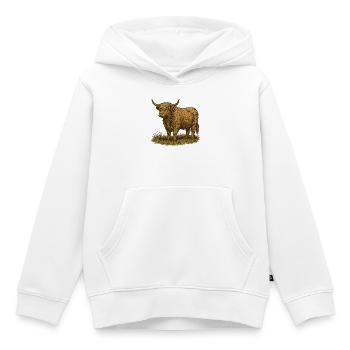 Bétail des Highlands - Sweat Premium à capuche enfant bio - blanc - Devant - AI Model Kid Female (0cm)