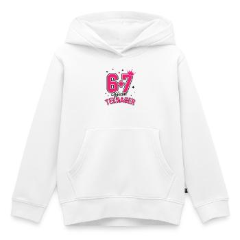 13th Birthday Shirt Funny Meme 67th Birthday 13  - Sweat Premium à capuche enfant bio - blanc - Devant - AI Model Kid Female (0cm)