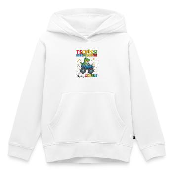 Tschüss Kindergarten HalloSchule Dino Monstertruck - Kinder Premium Organic Hoodie - Weiß - Vorne - AI Model Kid Female (0cm)