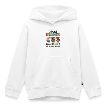 Danke an den Kindergarten, Hallo an die Schule - Kinder Premium Organic Hoodie - Weiß - Vorne - AI Model Kid Female (0cm)
