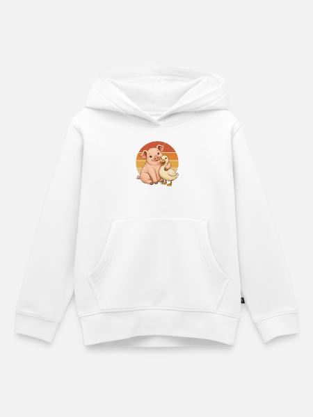 Schwein und Ente - Kinder Premium Organic Hoodie - Weiß