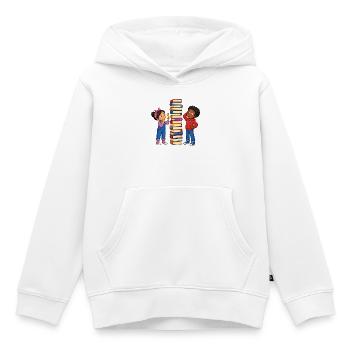 Kids Stack of Books Fair Funny Learning Motif - Kids Premium Organic Hoodie - white - Front - AI Model Kid Female (0cm)