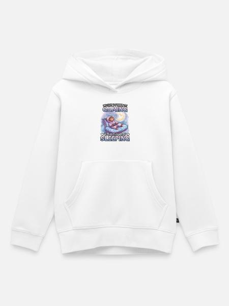 Gaming Weekend: Schlafender Sloth - Kinder Premium Organic Hoodie - Weiß
