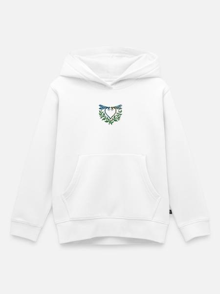 Libellen Herz Libelle - Kinder Premium Organic Hoodie - Weiß