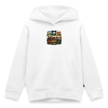 Children's Train Landscape Motif - Kids Premium Organic Hoodie - white - Front - AI Model Kid Female (0cm)