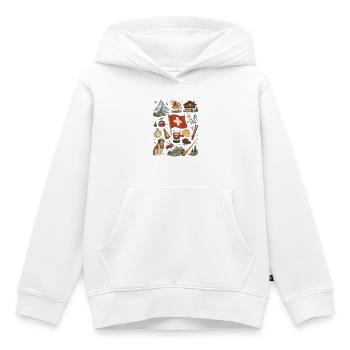 Schweiz | Alpen, Käse & Hüttenromantik  - Kinder Premium Organic Hoodie - Weiß - Vorne - AI Model Kid Female (0cm)
