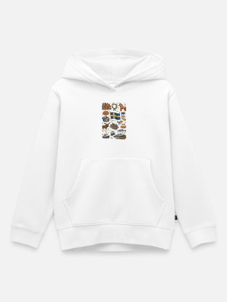 Schweden | Fika, Elch & Seen - Kinder Premium Organic Hoodie - Weiß
