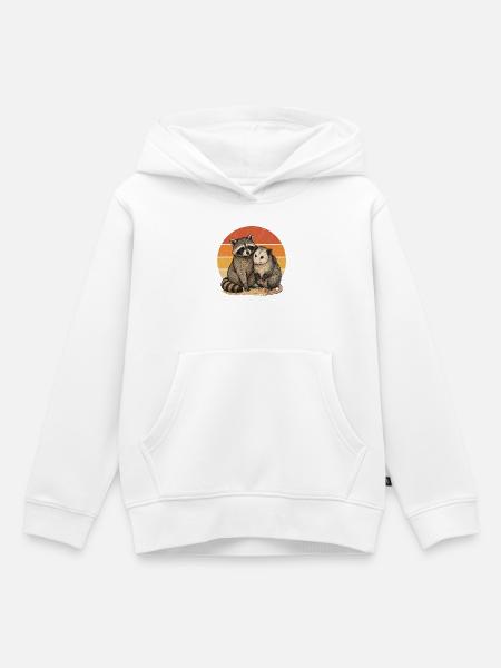Waschbär und Opossum - Kinder Premium Organic Hoodie - Weiß