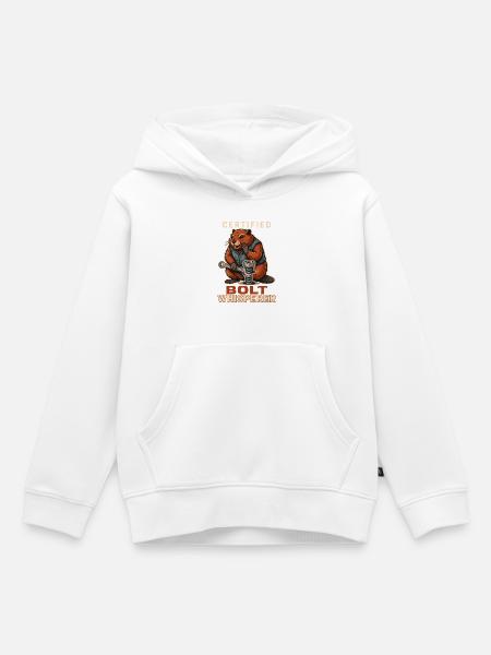 Certified Bolt Whisperer - Kinder Premium Organic Hoodie - Weiß