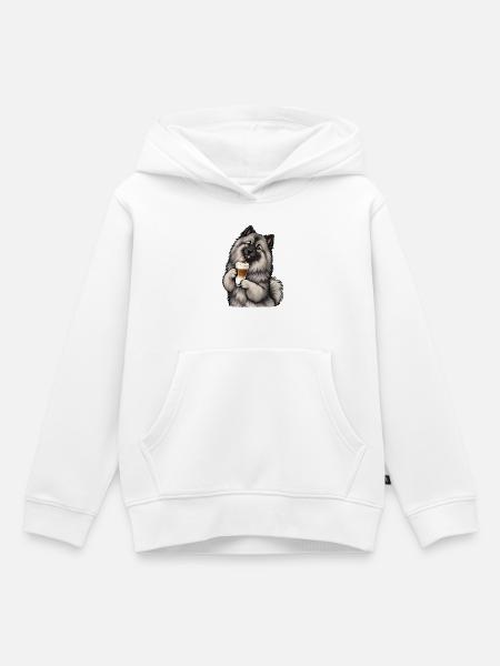 Wolfsspitz mit Latte Macchiato - Kinder Premium Organic Hoodie - Weiß