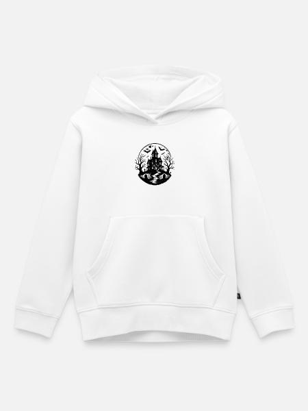 Halloween Spukhaus - Kinder Premium Organic Hoodie - Weiß