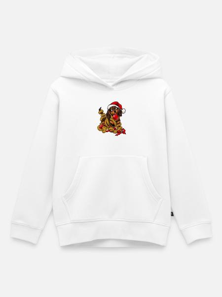 Weihnachten Dackel Hund Geschenkidee - Kinder Premium Organic Hoodie - Weiß