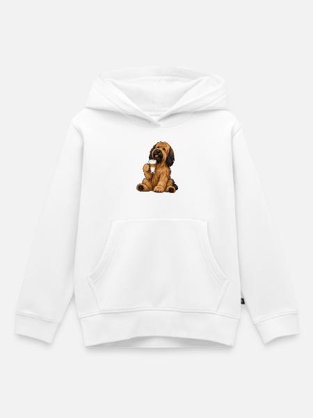 Briard mit Latte Macchiato - Kinder Premium Organic Hoodie - Weiß