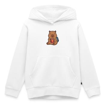 Niedliche Kapybara zurück in die Schule mit Rucksack - Kinder Premium Organic Hoodie - Weiß - Vorne - AI Model Kid Female (0cm)