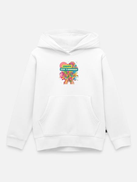 Kreativität statt Konformität - Kinder Premium Organic Hoodie - Weiß