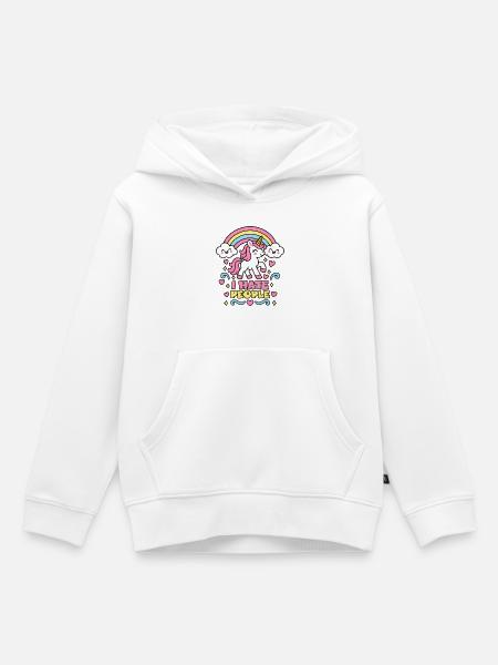 I Hate People – Einhorn Regenbogen - Kinder Premium Organic Hoodie - Weiß