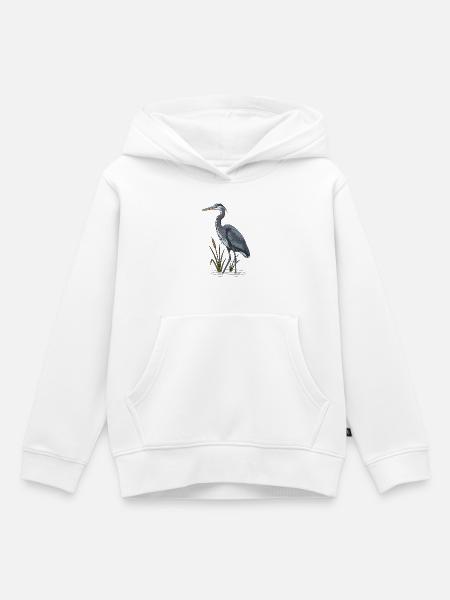 Blaureiher Sumpf Rohrkolben - Kinder Premium Organic Hoodie - Weiß