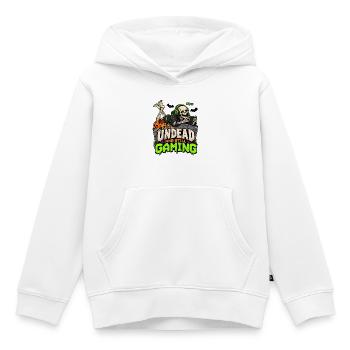 Untot und Gaming: Skeletter mit Headset - Kinder Premium Organic Hoodie - Weiß - Vorne - AI Model Kid Female (0cm)