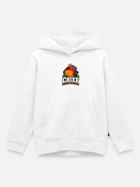 Kürbis Chef Patch Kopfhörer - Kinder Premium Organic Hoodie - Weiß