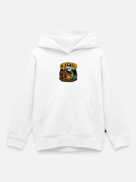 Cryptid Campout: Bigfoot & Snake Campfire - Kinder Premium Organic Hoodie - Weiß