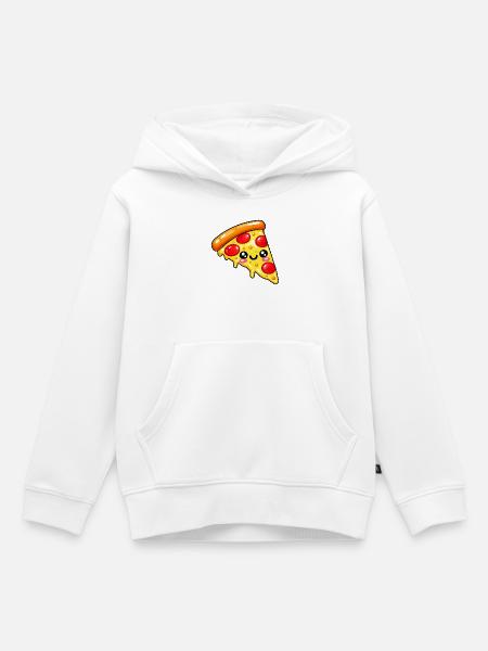 Kawaii Pizza Slice Cartoon - Kinder Premium Organic Hoodie - Weiß