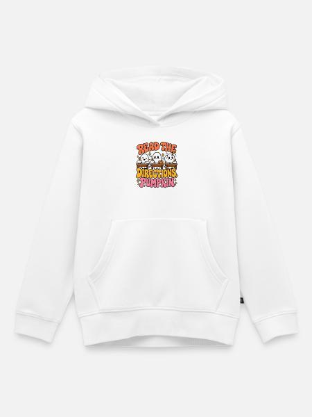 Read the Directions Pumpkin Cartoon - Kinder Premium Organic Hoodie - Weiß