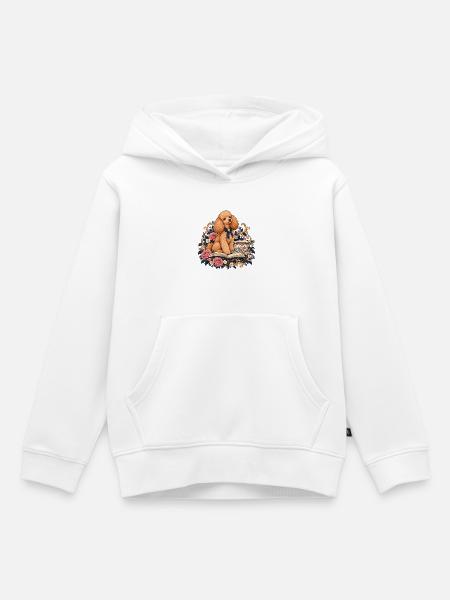 Pudel Teezeit im Blumenkosmos - Kinder Premium Organic Hoodie - Weiß