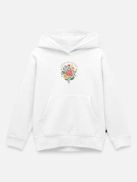 Positive Mind Wild Soul Blumendesign - Kinder Premium Organic Hoodie - Weiß
