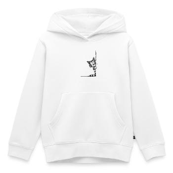 Getigerte Katze Sketch schaut um die Ecke - Kinder Premium Organic Hoodie - Weiß - Vorne - AI Model Kid Female (0cm)