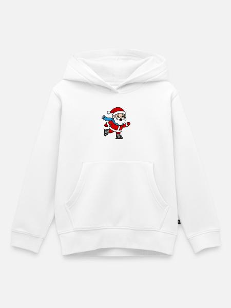 Niedliche Kawaii-Weihnachtsmann-Eislauf-Weihnachten - Kinder Premium Organic Hoodie - Weiß