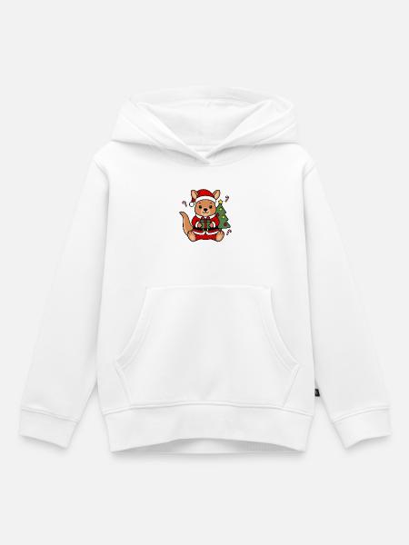 Kawaii-Weihnachtskänguru hält Weihnachtsgeschenk - Kinder Premium Organic Hoodie - Weiß