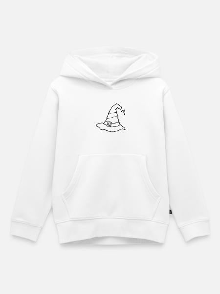 Krummer Hexenhut – Halloween-Kritzelzeichnung - Kinder Premium Organic Hoodie - Weiß